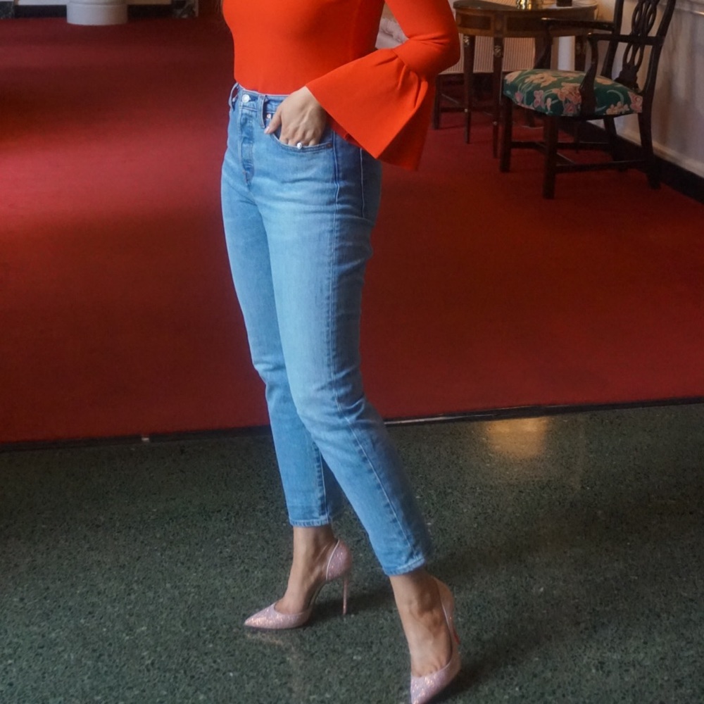 Levi’s Wedgie Icon Fit High Waist Ankle Jeans (denim wash is called Bright Side